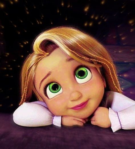 Cartoon Character, Rapunzel, Blonde, Green, Hair