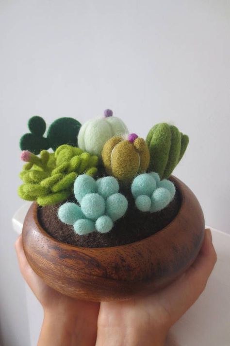 Felt succulents Succulent And Cactus Garden, Felt Succulents, Needle Felting Diy, Wool Felt Projects, Rustic Room, Needle Felting Projects, Felt Baby, Wool Art, Wool Projects