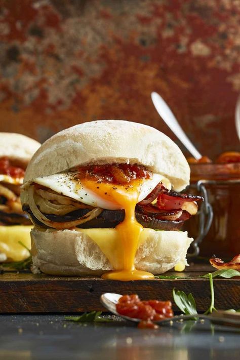 Bacon And Egg Roll Recipe Recipe | Better Homes and Gardens Egg And Bacon Roll, Bacon And Egg Breakfast, Bacon And Egg Roll, Egg Roll Recipe, Bacon Roll, Bacon Eggs Breakfast, Coffee Trailer, Breakfast Cafe, Breakfast Rolls