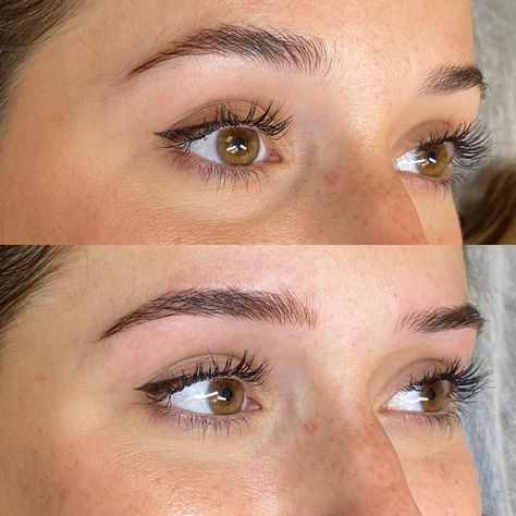 Thick Brown Eyebrows, Thinner Eyebrow Shapes, Flat Eyebrow Shape, Tinted Eyebrows Before And After, Do Eyebrows, Eyebrow Shaping Microblading, Soft Angled Eyebrows Oval Face, Pretty Eyebrows Natural, Soft Arch Brows