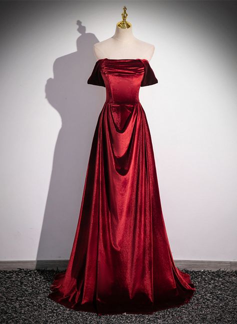 Wine Red Velvet Floor Length Long Formal Dress, A-line Velvet Bridesmaid Dress Prom Dress Elegant, Sky Wedding, One Shoulder Prom Dress, Prom Dresses Elegant, Velvet Bridesmaid Dresses, Prom Dresses Gowns, Burgundy Prom Dress, Prom Dresses Vintage, Sequin Prom Dresses