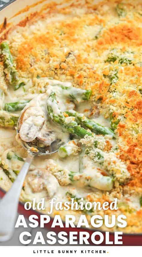 Baked Asparagus Casserole, Creamy Asparagus Casserole, Asparagus Casserole Cream Of Mushroom, Recipes Using Asparagus, Asparagus Casserole Recipes Easy, Asparagus Rice Casserole, Asparagus Casserole With Ritz Crackers, Creamed Asparagus Recipes, Canned Asparagus Casserole