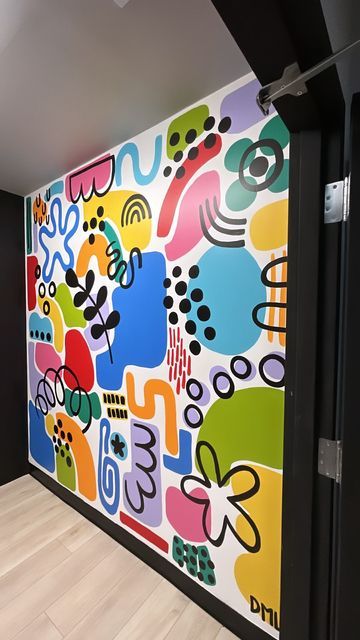 Playroom Mural, Danielle Marie, Seni Mural, Wall Murals Diy, Creative Wall Painting, School Wall Art, School Murals, Murals For Kids, Colorful Murals