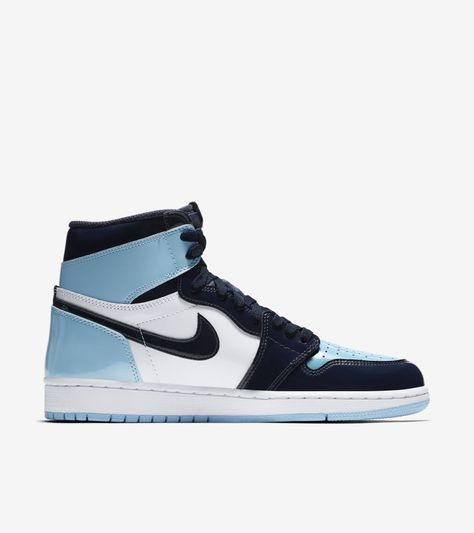 Women's Air Jordan 1 High 'Blue Chill & Obsidian & White' Release Date. Nike SNKRS GB Jordan 1 Blue Chill, Jordan 1 Retro High Unc Patent, Original Air Jordans, Blue Chill, Jordan Ones, Nike Snkrs, Jordan Model, Shoes Outfit Fashion, Womens Air Jordans