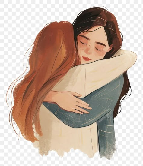 Hugging Friends Drawing, Sisters Hugging Drawing, Two Friends Hugging Drawing Reference, Mom Hugging Daughter Drawing, Best Friends Hugging Drawing, Sisters Drawing Cute, Sketch For Best Friend, Best Friend Animation, Friends Illustration Art Friendship