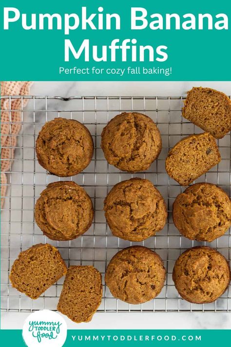 Pumpkin Banana Muffins Toddler Healthy Pumpkin Muffins, Toddler Pumpkin Muffins Healthy, Pumpkin Banana Protein Muffins, Pumpkin Muffins For Baby, Toddler Pumpkin Muffins, Toddler Muffin Recipes, Pumpkin Recipes For Toddlers, Healthy Muffin Recipes For Kids, Healthy Muffins For Toddlers