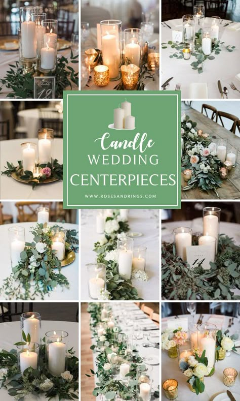 candles wedding centerpiece ideas - greenery and candle wedding centerpiece ideas #weddings #wedding #weddingcolors #weddingideas #greenweddings #weddingcenterpieces White Candle Wedding Centerpieces, Candles As Centerpieces Wedding, Rehearsal Dinner Flowers Simple Centerpieces, Centerpiece For Wedding Reception, Wedding Centerpieces With Candles And Flowers, Floral And Candle Centerpiece Wedding Round Table, Low Centerpieces With Candles, Fake Candle Wedding Centerpiece, Diy Wedding Table Centerpieces Budget