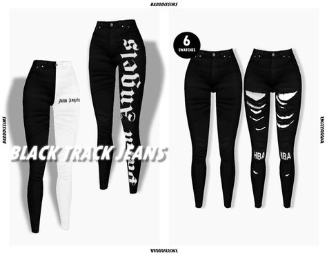 BLACK TRACK JEANS | BADDDIESIMS on Patreon Sims 4 Cc Clothes Female Urban Baddie, Alpha Sims, Sims 4 Mac, Cc Eyes, Sims 4 Cc Eyes, Sims 4 Traits, Sims 4 Black Hair, Cc Sims4, Sims 4 Cc Kids Clothing