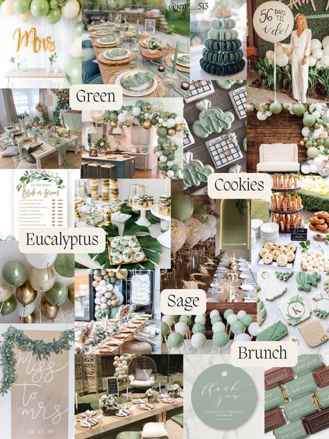 Sage Green Bridal Shower. Brunch. Eucalyptus. Cookies. Decoration. Balloons. Cake Pops. Fun. Spring. Bright. Bride. Miss to Mrs. Games. Bridal Shower Theme Ideas 2023, Eucalyptus Hen Party, Bridal Shower Natural Decor, Earthy Boho Bridal Shower Ideas, Earth Tone Bridal Shower Ideas, Wedding Shower Eucalyptus, Sage Green And Rose Gold Bridal Shower Ideas, Shades Of Green Bridal Shower Decor, Bridal Shower Table Decorations Greenery