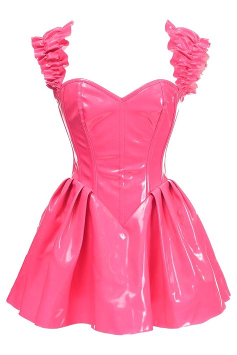 Top Drawer Steel Boned Hot Pink Patent PVC Vinyl Corset Dress – SEXYSHOES.COM Vinyl Corset, Vinyl Clothing, Steel Boned Corsets, Striped Shoes, Overbust Corset, Corsets And Bustiers, Underbust Corset, Corset Lingerie, Bustier Dress