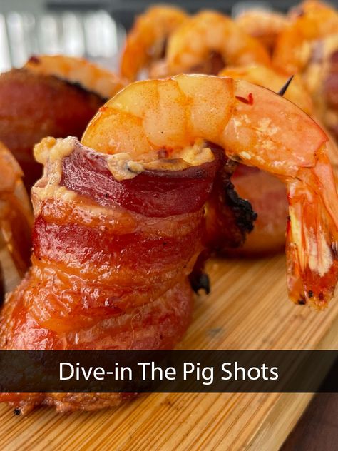 Pig Shots With Shrimp, Grilled Pig Shots, Pork Shots Smoker, Bbq Cookoff Ideas, Pig Shots Recipe Air Fryer, Pig Shots Smoker, Smoked Crab Leg Recipes, Pig Shots In The Oven, Best Smoker Recipes