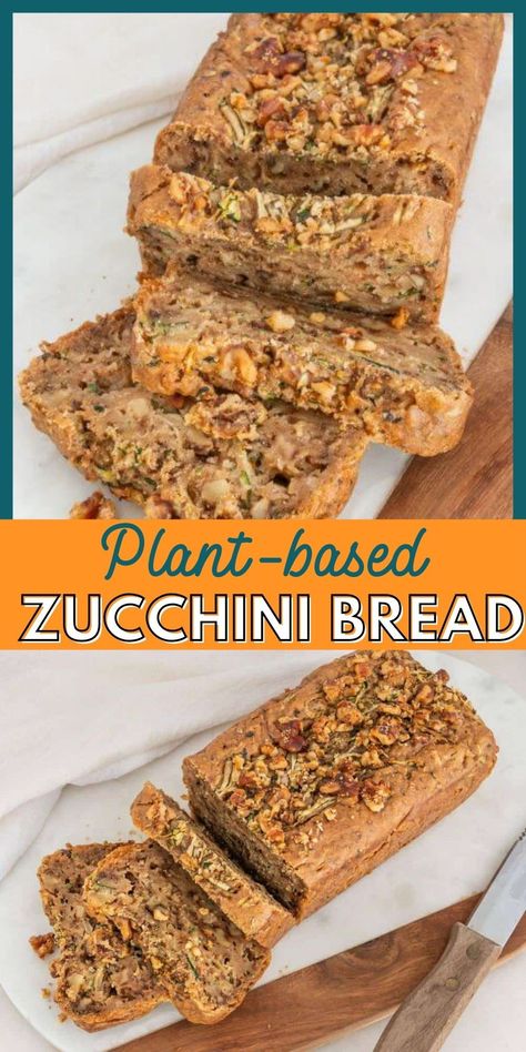 This Vegan Zucchini Bread recipe is so easy to make using a few wholesome ingredients. A deliciously moist bread loaf done in three simple steps! It’s a dairy-free and gluten-free treat that you can enjoy as a breakfast or afternoon snack. | Plant-based on a Budget | #plantbasedonabudget #veganbread #zucchinibread #veganloaf Whole Food Plant Based Zucchini Bread, Zucchini Plant Based Recipes, Wfpb Zucchini Bread, Plant Based Bread Recipe, Vegan Zucchini Bread Recipes, Plant Based Bread, Snack Plant, Vegan Loaf, Moist Bread