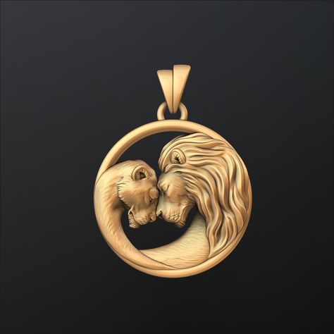 Lion Lioness Pendant 3D print model Narnia Lion, Lion Lioness, Heart Of A Lion, 3d Pendant, Lion And Lioness, Lion Pendant, Lion Face, Casting Jewelry, Jewelry Model