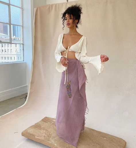 Divine Feminine Outfits, Island Night, Savannah Morrow, Spring Attire, Sarong Skirt, Boho Summer Outfits, Boujee Outfits, Earthy Outfits, Beach Wear Outfits