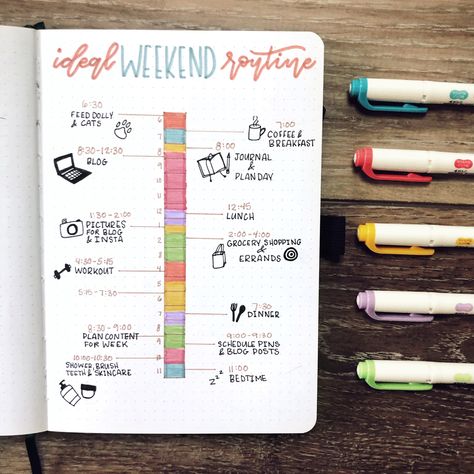 Organize your best day ever with an ideal daily routine spread in your bullet journal #bujo #routine #bulletjournal Ideal Daily Routine, Notesbog Design, Notes Taking, Weekly Log, Bullet Journal Set Up, Week Schedule, Blog Planning, Bullet Journal Ideas, Bullet Journal Notebook