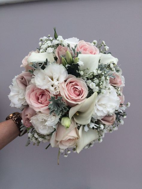 Pink Grey Wedding Theme, Pink And Silver Prom Bouquet, Pink Grey And White Wedding, Light Pink And White Wedding Bouquet, Pale Pink And White Wedding Bouquet, Light Pink And White Flowers, White And Pink Bouquet Wedding, Grey And Pink Wedding Theme, Pink And Gray Wedding Theme