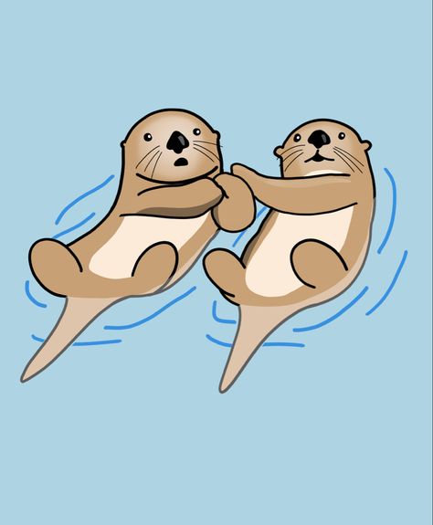 Otters holding hands #otters #ottersholdinghands #otterart #cuteotters Holding Hands Art, Otters Holding Hands, Otter Art, Hands Art, Hand Art, Couple Tattoos, Glossier Stickers, Otters, Hoodie Design