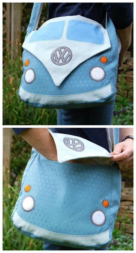 Diy Cross Body Bag, Bag Free Pattern, Purse Sewing, Crossbody Bag Pattern, Bag Sewing Pattern, Vw Bus Camper, Kids Bag, Sewing Machine Cover, Diy Bags Patterns