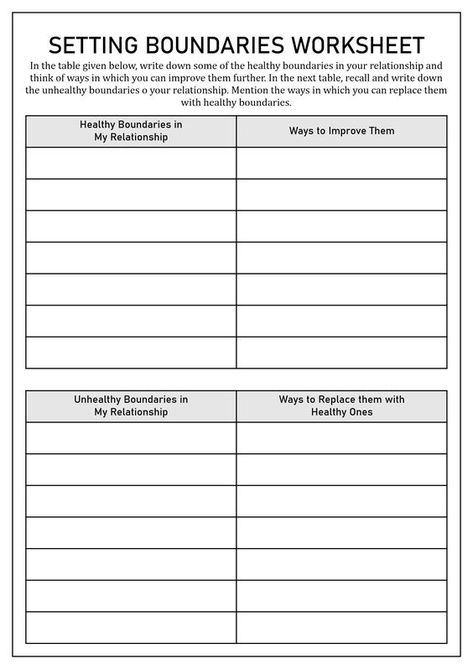 Boundary Worksheet, Personal Boundaries Worksheet, Building Boundaries, Healthy Boundaries Worksheets, Family Therapy Worksheets, Setting Boundaries Worksheet, Boundaries Relationships, Boundaries In Marriage, Boundaries In Relationships