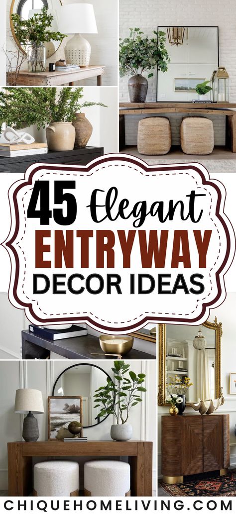 Make a statement from the moment you step inside with our collection of 40+ Elegant Entryway Decoration Ideas. From timeless classics to modern marvels, explore a variety of styles to transform your entry into a welcoming masterpiece. Elevate your space with chic furniture, artistic accents, and charming decor that sets the tone for the entire home. Pin your favorites and let the grandeur of these entryways inspire your own stylish welcome. 🚪✨ #EntrywayDecor Entryway Decor Ideas Modern, Elegant Entryway Ideas, Elegant Entryway Decor, Foyer Table Decor, Front Entry Decor, Entrance Ideas Entryway, Entrance Table Decor, Front Entrance Decor, Foyer Wall Decor