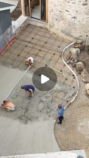 Worzalla Brothers on Instagram: "Pouring a huge curved concrete patio off the silo with a slate stamp pattern.

………….. #concretedesign #concreteconstruction #concretelife #diy #diyprojects #countryliving #countryside #countrylife #tinyhomes #tinyhouse #exteriorcleaning #exteriordesign #stonework #constructionlife #concretecoatings #oddlysatisfying #satisfyingvideos #oddlysatisfyingvideo #satisfying #pressurewashing #cleaning #exteriorcleaning #renovationproject #renovationinspiration #workers #working #asmrsatisfying #asmrsounds" Patio Concrete Floor Ideas, Curved Concrete Patio, Concrete Backyard Ideas, Diy Stamped Concrete, Stamped Concrete Patterns, Poured Concrete Patio, Concrete Patio Ideas, Stamp Concrete, Concrete Backyard