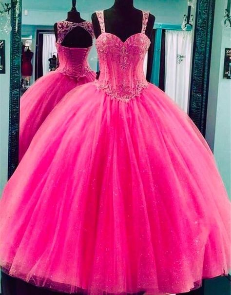 Puffy Prom Dress, Hot Pink Prom Dresses, Gown Sleeves, Puffy Prom Dresses, Cheap Quinceanera Dresses, Sweet 15 Dresses, Quinceanera Dresses Pink, Pink Homecoming Dress, Corset Dress Prom