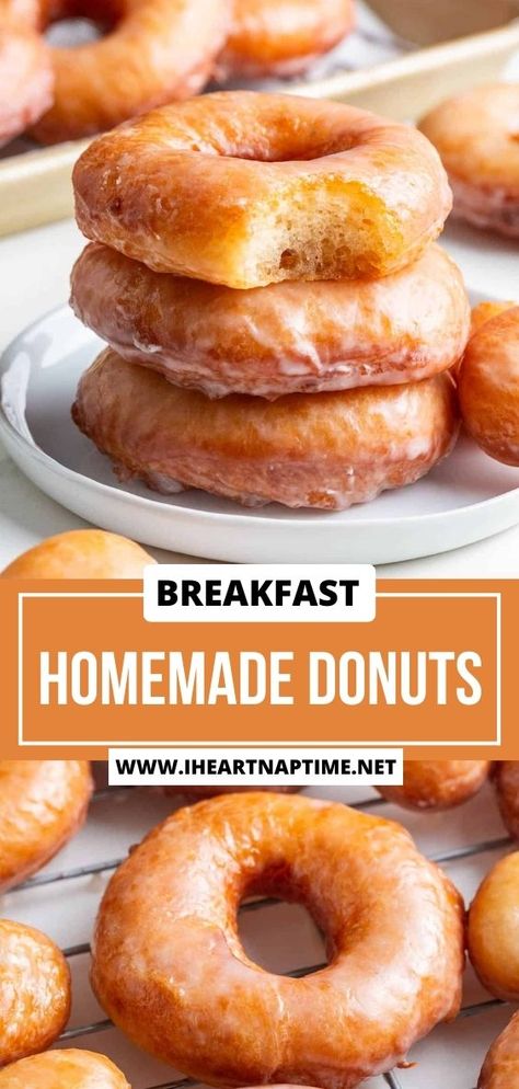 Learn to make easy homemade donuts that are light, airy, and infused with the flavors of vanilla and nutmeg. Dipped in a sweet vanilla glaze, these fried yeast donuts are the best! Light Donut Recipe, Homemade Donuts Recipe Easy, Cake Donut Recipe Fried, Homemade Doughnuts Easy, Yeast Donut Recipe, Simple Donuts, Easy Doughnut Recipe, Best Donut Recipe, Doughnut Recipe Easy