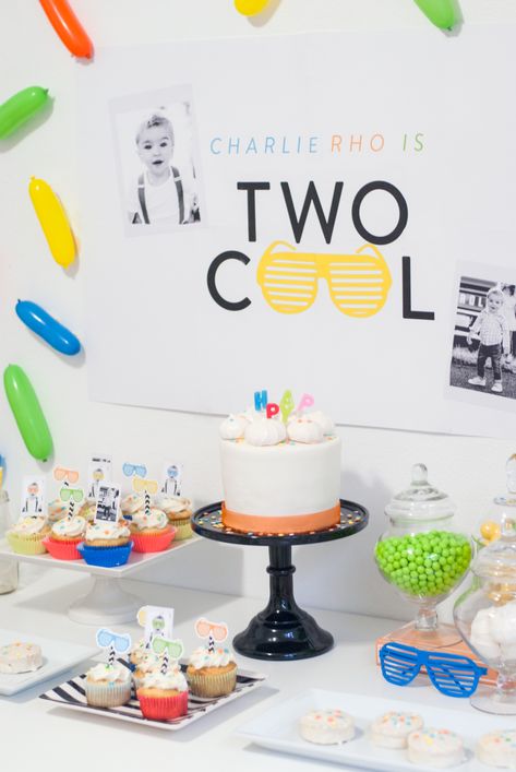 Two Cool Birthday Party for a Two-Year Old Two Cool Birthday Party, Two Cool Birthday, 2nd Birthday Party For Boys, 2nd Birthday Boys, Two Cool, Second Birthday Ideas, Boy Birthday Party Themes, Toddler Birthday Party, Printable Party Decorations