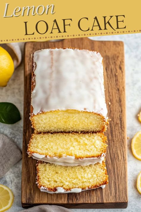 The next time you want a buttery, citrusy treat, try this delightfully sunny lemon loaf cake with sweet lemon glaze. It's soft, moist, and to die for. Tea Desserts Afternoon, Moist Lemon Loaf, Glazed Lemon Loaf, Tea Desserts, Lemon Tea Cake, Lemon Loaf Cake, Lemon Syrup, Lemon Loaf, Lemon Glaze