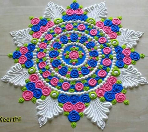 Unique Rangoli, Easy Rangoli Designs Videos, Waterfall Wallpaper, Easy Rangoli Designs Diwali, Big Rangoli, Rangoli Colours, Colorful Rangoli, Rangoli Designs Latest, Simple Rangoli Designs Images