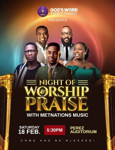 worship flyer Worship Flyer, Promotion Strategy, Church Poster Design, Church Poster, Church Graphic Design, Flyer And Poster Design, Church Design, Flyer Design Templates, Praise And Worship