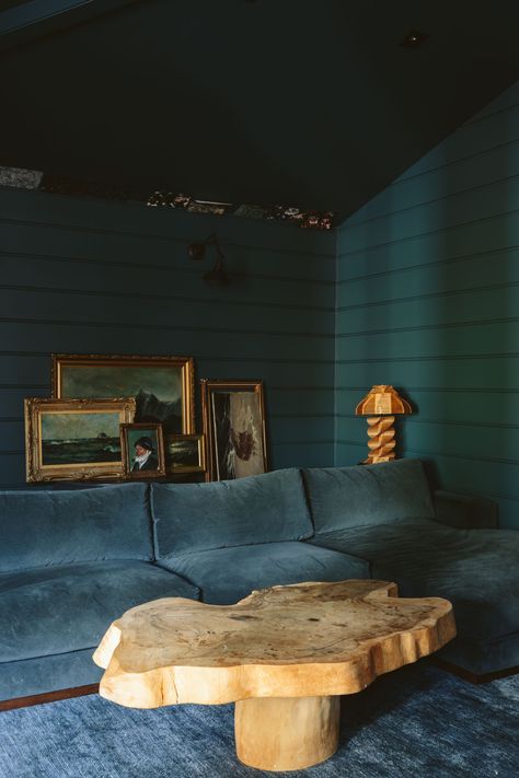 The Family Room Update + The Case For A Dark Moody Room - Emily Henderson Moody Room, Teal Paint Colors, Blue And Green Living Room, Teal Rooms, Teal Interiors, Blue Green Paints, Teal Bedroom, Teal Paint, Teal Walls