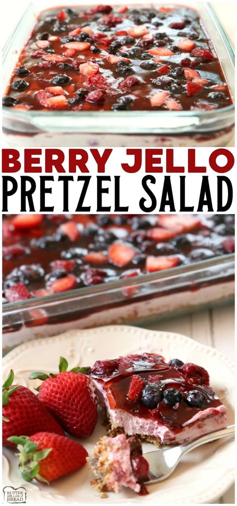 Gelatin Salads, Jello Fruit Salads, Jello Pretzel Salad, Jello With Fruit, Pretzel Desserts, Pretzel Salad, Pretzel Crust, Jello Desserts, Jello Salad