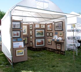 This is a beautiful art display, and this pin links to her blog post about her personal experience with her booth at art fairs. :) Art Festival Booth Display, Festival Booth Display, Art Display Panels, Art Festival Booth, Art Fair Display, Art Fair Booth, Festival Booth, Diy Tent, Craft Fairs Booth