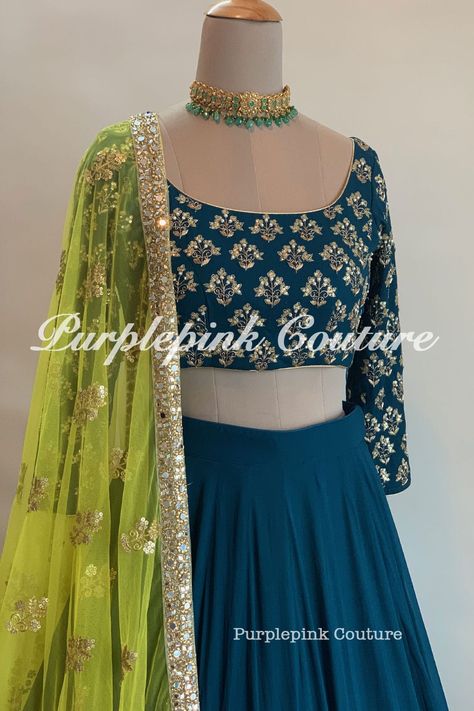 Lehenga Color Combinations, Saree Color Combinations, Yellow Dupatta, Tassels Designs, Lehenga Saree Design, Simple Lehenga, Saree Tassels, Indian Outfits Lehenga, Half Saree Lehenga