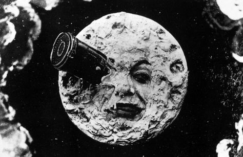 Bob Mondello On Going To The Moon — At The Movies : NPR Hugo Cabret, George Melies, Sci Fi Films, Adventure Film, Fiction Movies, Moon Poster, Science Fiction Film, Jules Verne, Silent Movie