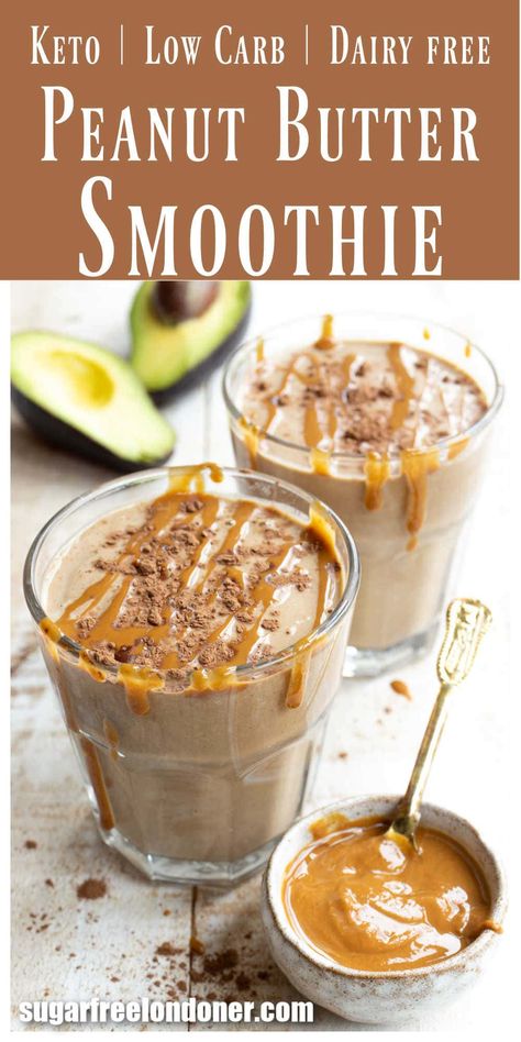 This keto peanut butter smoothie is thick, satisfying and so tasty! It's a really simple recipe that uses only natural ingredients - no fancy powders needed. A dairy free low carb shake that works as a quick breakfast or as a treat throughout the day. Only 3.8g net carbs per smoothie. #ketosmoothie #lowcarbsmoothie #peanutbuttersmoothie Keto Peanut Butter Smoothie, Sugar Free Smoothies, Peanutbutter Smoothie Recipes, Low Carb Shakes, Low Carb Smoothie Recipes, Peanut Butter Shake, Free Smoothie Recipes, Dairy Free Low Carb, Keto Shakes