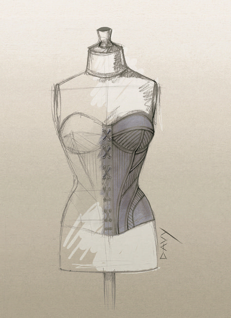 Corset Designs Ideas Sketch, Corset Art Drawing, Stockman Drawing, Corset Sketch Fashion Illustrations, Corset Design Sketch, How To Draw A Corset, Draw Corset, Corset Sketch, Corset Illustration