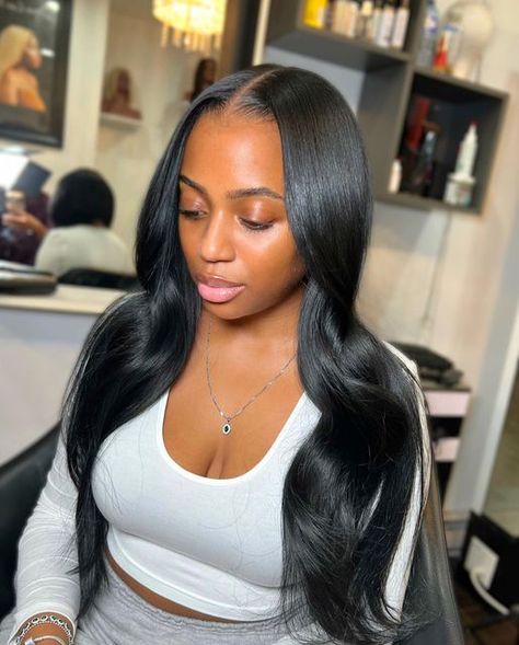 Sew In Straight Hair, Sew In Hair Extensions, Colorful Hairstyles, Sew In Hairstyles, Quick Weave Hairstyles, Protective Hairstyles Braids, Dope Hairstyles, Sleek Ponytail, Front Lace Wigs Human Hair