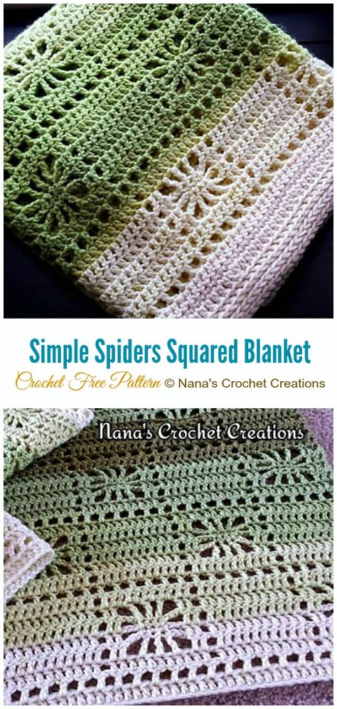 Spider Crochet Blanket, Rectangle Crochet Blanket Pattern Free, Crochet Fillet Patterns Free, Fillet Crochet Patterns Free, Spider Stitch Crochet, Filet Crochet Patterns Free, Fillet Crochet Patterns, Crochet Blanket Pattern Easy, Crochet Afghan Patterns Free