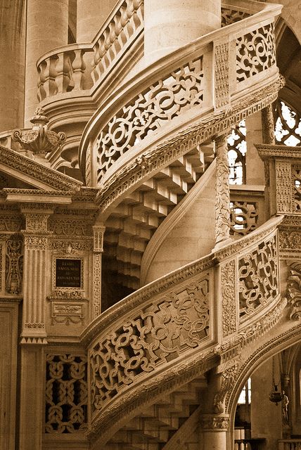 spiral staircase Architecture Cool, Romanesque Art, Beautiful Stairs, Lan Can, Take The Stairs, Spiral Stairs, Saint Etienne, Stair Steps, Stairway To Heaven