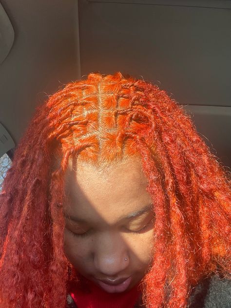 Peach Locs, Orange Locs Black Women, Orange Locs, Locs Colors, Lock Hairstyles, Ginger Locs, Dreads Short Hair, Dyed Locs, Ginger Hair Dyed