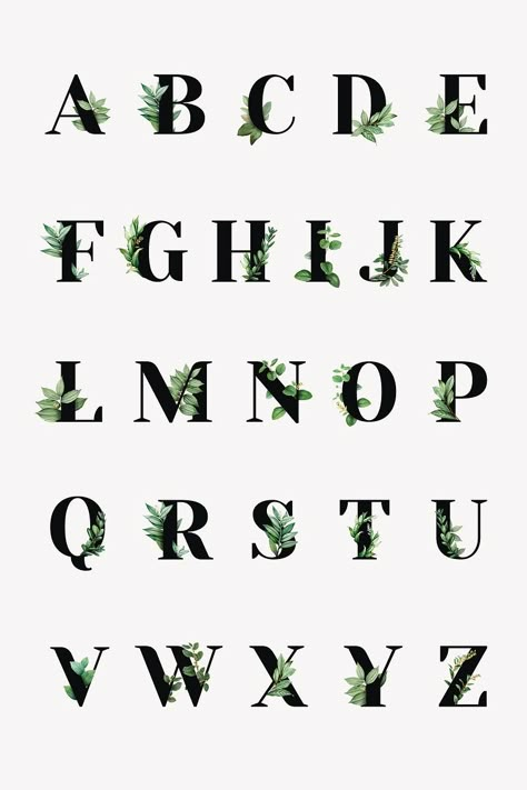 Botanical capital alphabet collection psd | free image by rawpixel.com / Aum Alphabet Wallpaper Design, All Alphabet Wallpaper Letters, Printable Alphabet Letters Aesthetic, Alphabet Fonts Printable, Alfabet Aesthetic, Capital Letters Calligraphy, Capital Letters Font, Alphabet Aesthetic, Floral Fonts