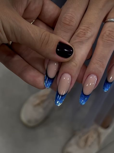 Blue Coffin Nail Ideas, Blue And Black Nails, Coffin Nail Ideas, Blue Coffin Nails, Blue And Black, Black Nails, Coffin Nails, Nail Ideas, Nails