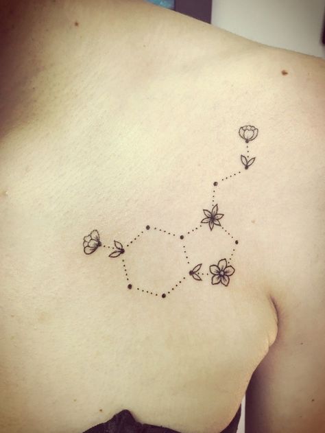 Serotonin #simpletattoos #tattoos #tattoo Chemical Tattoo, Dopamine Tattoo, Serotonin Tattoo, Chemistry Tattoo, Molecule Tattoo, Simple Tattoos For Women, Nurse Tattoo, Health Tattoo, Makeup Tattoos