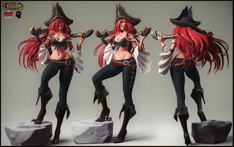 -- Share via Artstation iOS App, Artstation © 2016 Jason Chan, Pirate Stuff, Anna Cattish, Stylized Character, Lol Champions, Miss Fortune, 3d Figures, Character Model Sheet, League Of Legends Characters