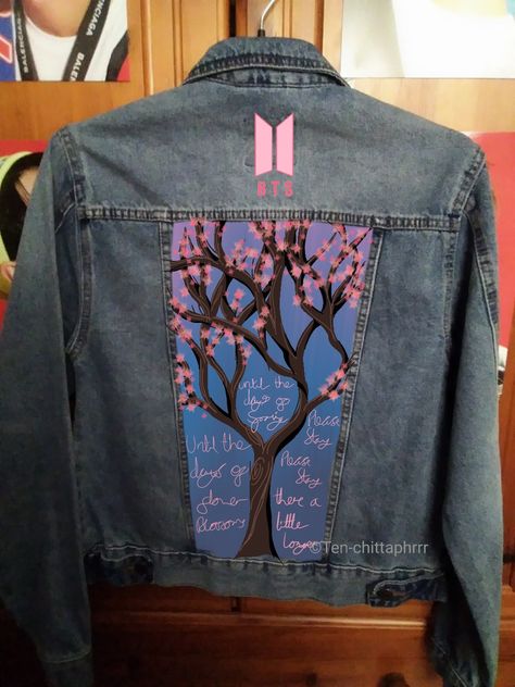 Kpop Custom Clothes, Denim Jacket Design Ideas Paint, Игрушки Funko Pop, Painted Clothes Diy, Bts Clothing, Haine Diy, Bts Inspired Outfits, Painted Jeans, Kleidung Diy