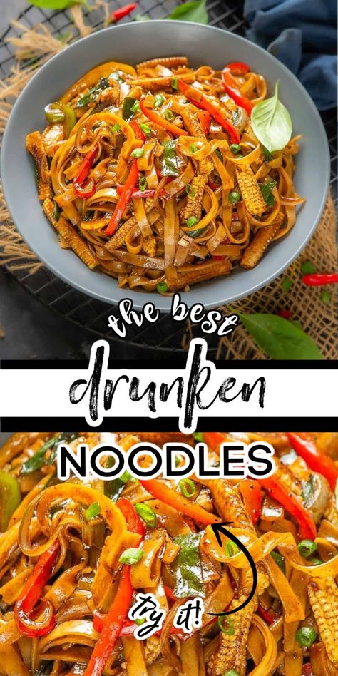 Linguini Rice Noodle Recipes, Spicy Stir Fry Noodles, Pork Fried Noodles Stir Fry, Pork Rice Noodles, Pasta Stir Fry Veggies, Pork Stir Fry With Noodles, Rice Stick Noodles Recipes Stir Fry, Linguine Rice Noodle Recipes, Thai Ribbon Stir Fry Noodles