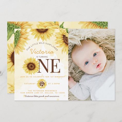 Yellow Watercolor Background, Summer Birthday Invitations, 98th Birthday, Sunflower Invitations, Wild Sunflower, Watercolor Sunflowers, 1st Birthday Party Invitations, Yellow Watercolor, Baby Boy First Birthday