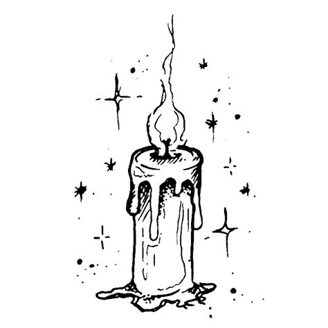 Goth Tattoo Line Art, Ink Art Aesthetic, Candle Stick Tatoos, Spooky Designs Drawing, Candle Flash Tattoo, Small Candle Tattoo, Oil Lamp Tattoo, Broomstick Tattoo, Gothic Doodles